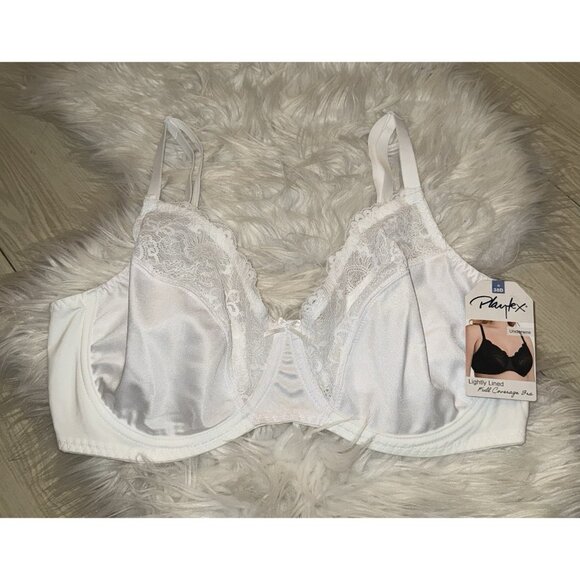 Playtex 8971 Full Coverage Bra Unpadded Lace Underwire Womens 38D White New Nwt - Picture 2 of 6